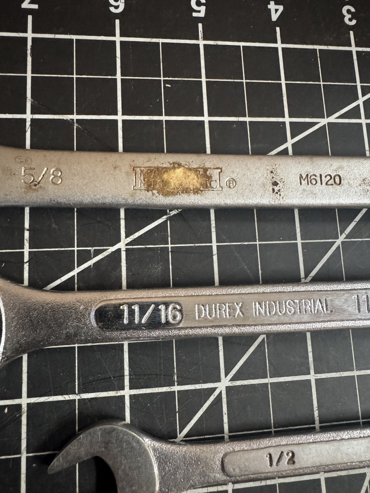 6pc Lot of Combination Wrenches – Mixed Brands – India – SAE 5/16” to 11/16”