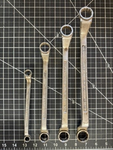 Lot of 4 Vintage Forged Steel Offset Double Box End Wrenches – USA – 12 Pt