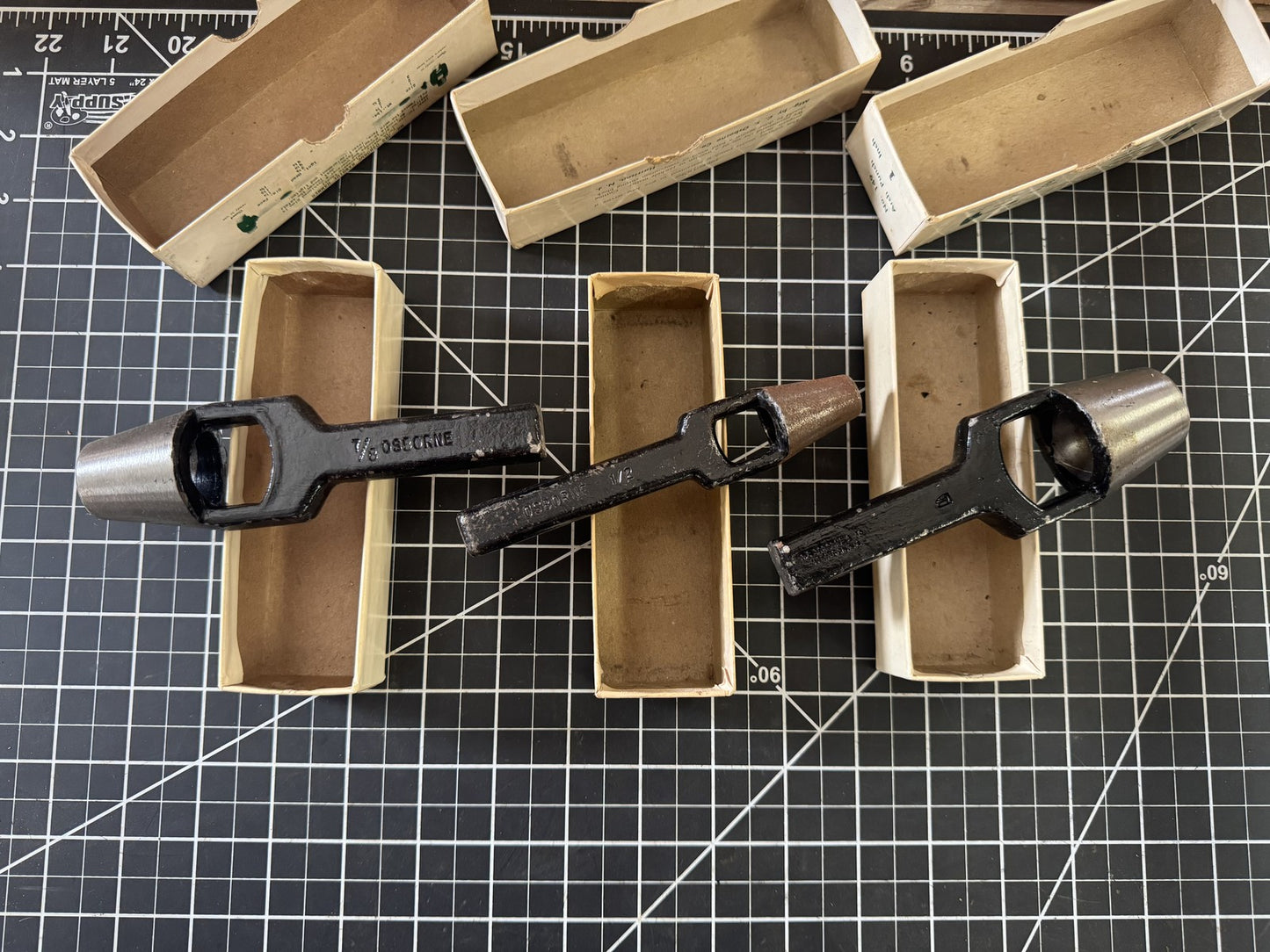 Lot of 3 Osborne No. 149 Arch Punches β 1/2", 7/8", 1" β Vintage w/ Boxes