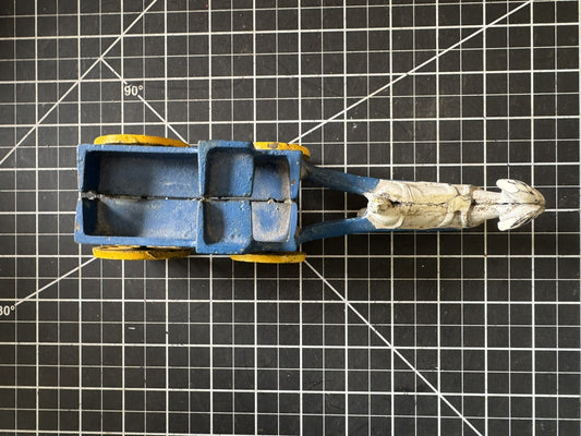 Vintage Cast Iron Express Goat Carriage Wagon Buggy Cart – Blue, 8”