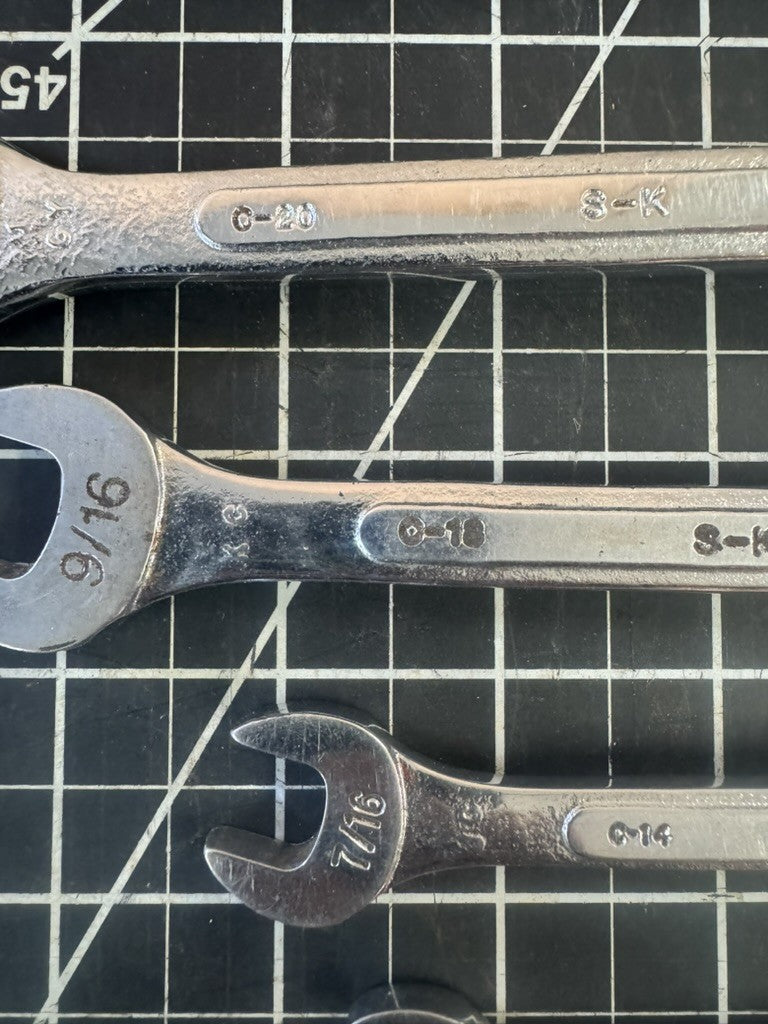 S-K Tools USA Combination Wrench Lot of 6 – Models C-30, C-24, C-20, C-18, etc