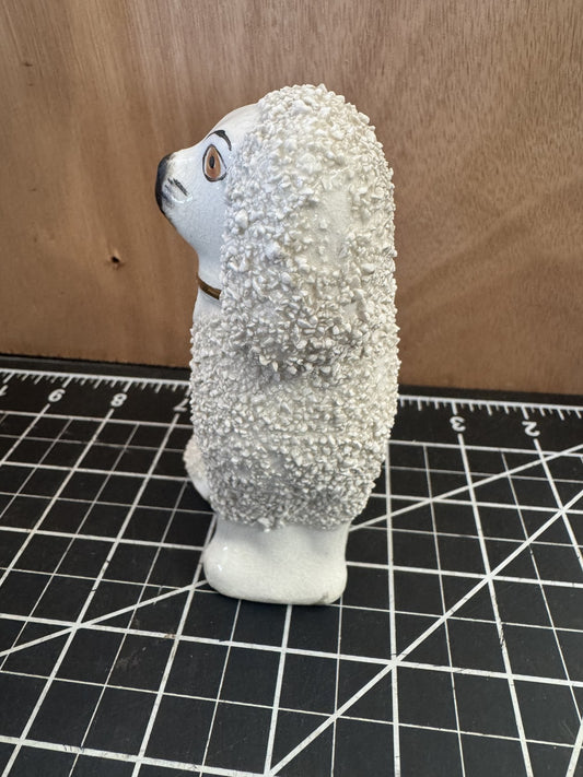 Antique Staffordshire Ware Kent Made England Poodle Dog Figurine – 6” Tall