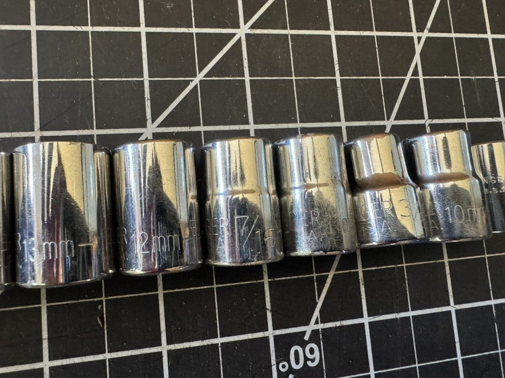 Vintage Challenger by Proto 17pc Socket Lot – SAE & Metric Mixed – USA