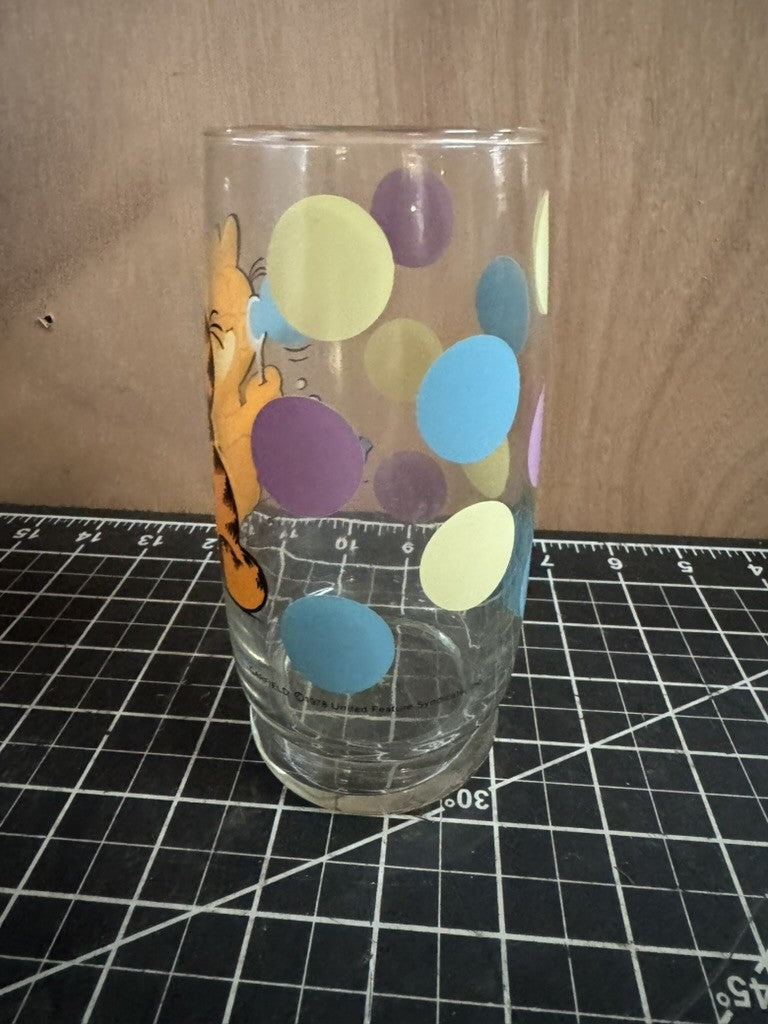 Vintage 1978 Garfield Drinking Glass – Jim Davis Polka Dot Blowing Bubbles Cup