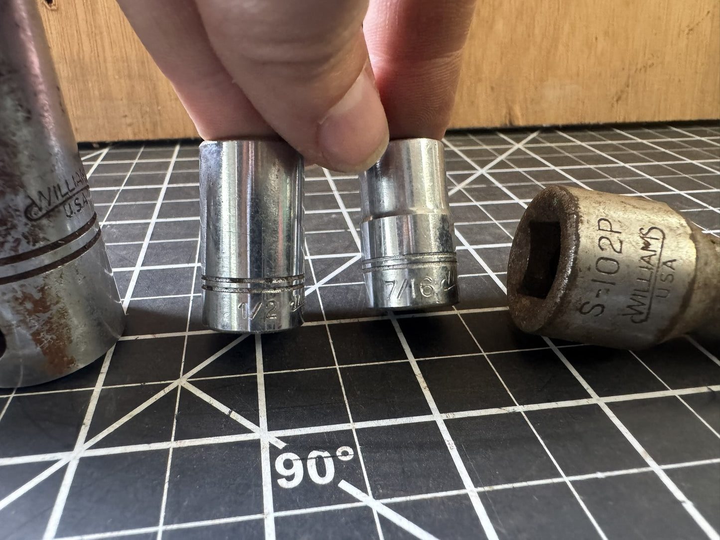 Lot of 7 Vintage Williams Sockets + Extension – Mixed Sizes – USA