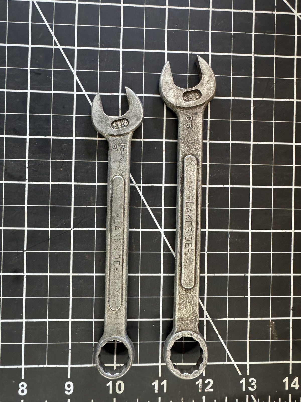 Lot of 2 Vintage Lakeside Combination Wrenches – 9/16” & 5/8” – USA