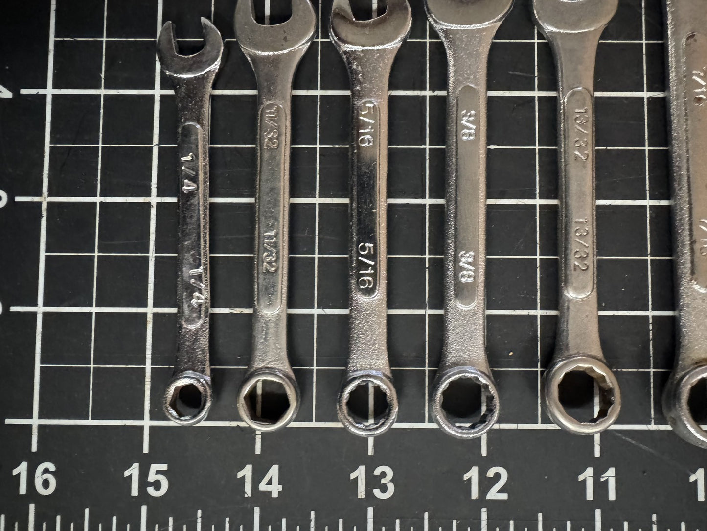 12pc Lot of Combination Wrenches – Mixed Brands – India – SAE Sizes 1/4” to 7/8”