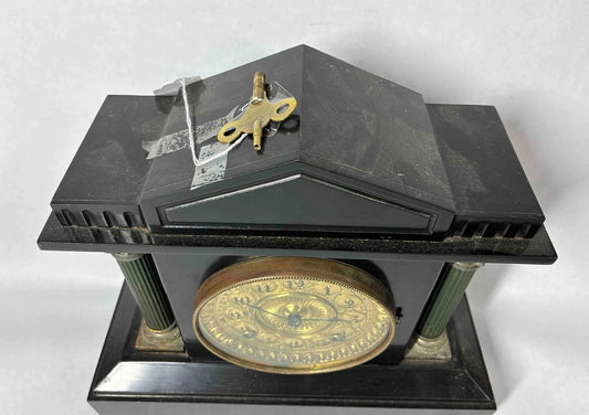 Ansonia Clock Co Mantle Clock Vintage Key-Wound Pillar-Style Cast Body, New York