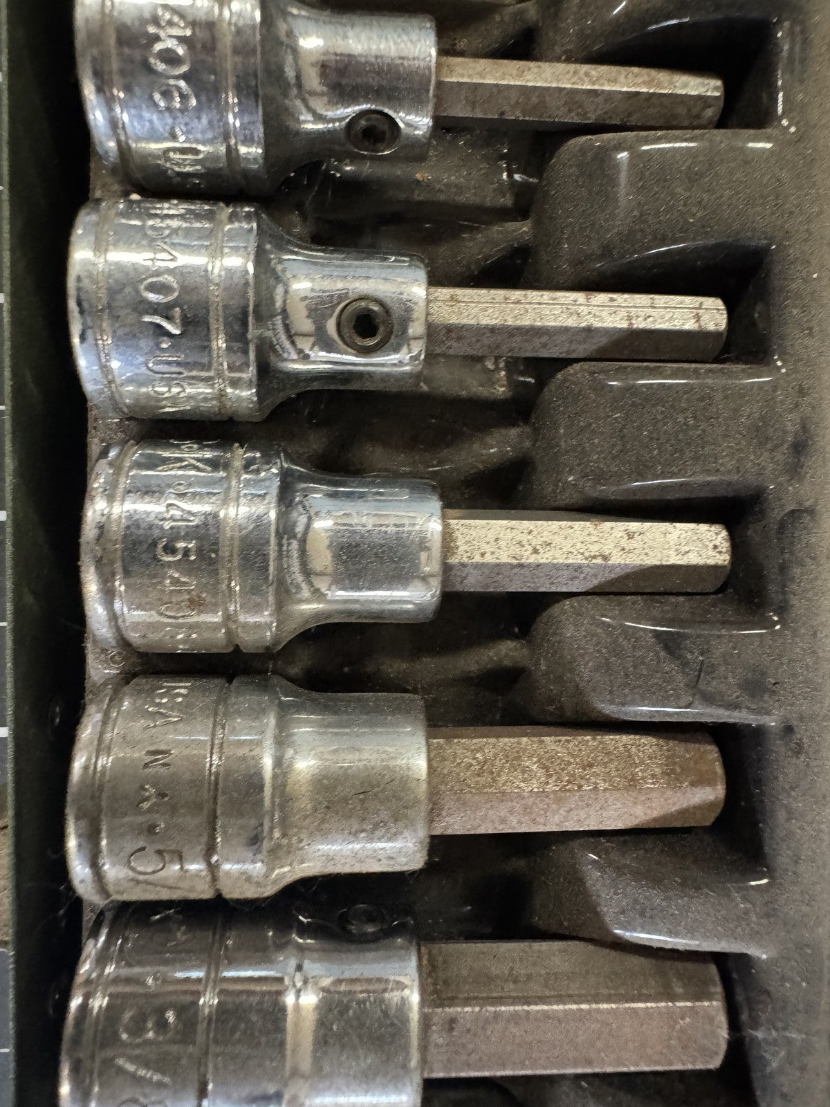 S-K 9pc Fractional Hex Bit Set – 3/8” & 1/2” Drive, Vintage w/ Original Tin