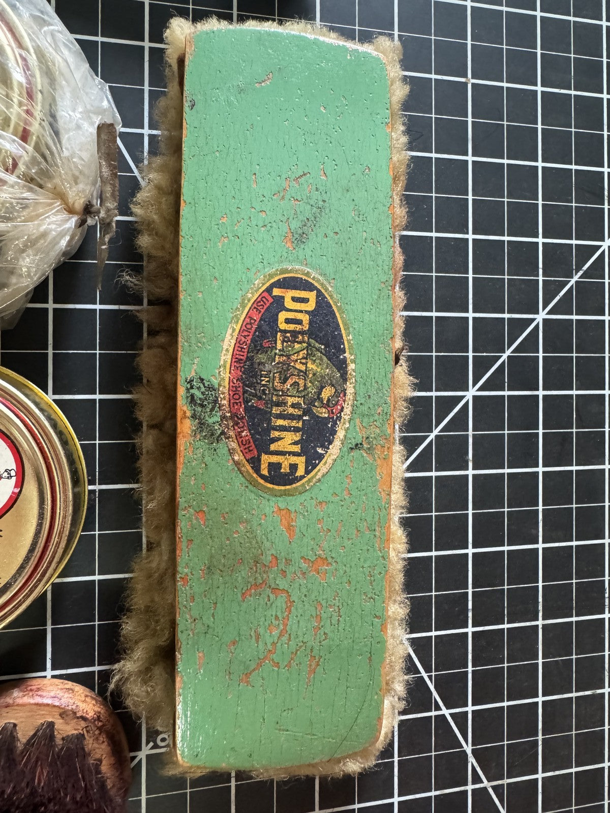 Vintage Boot Polish Lot w/ Shoe Shine Box, Esquire & Cavalier Tins, 3 Brushes