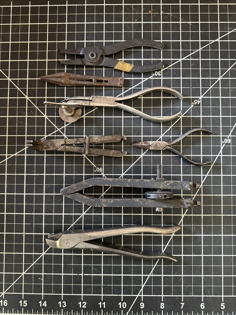 Lot of 7 Vintage Watchmaking Tools – Adjustable Compass Divider – Medical/Dental