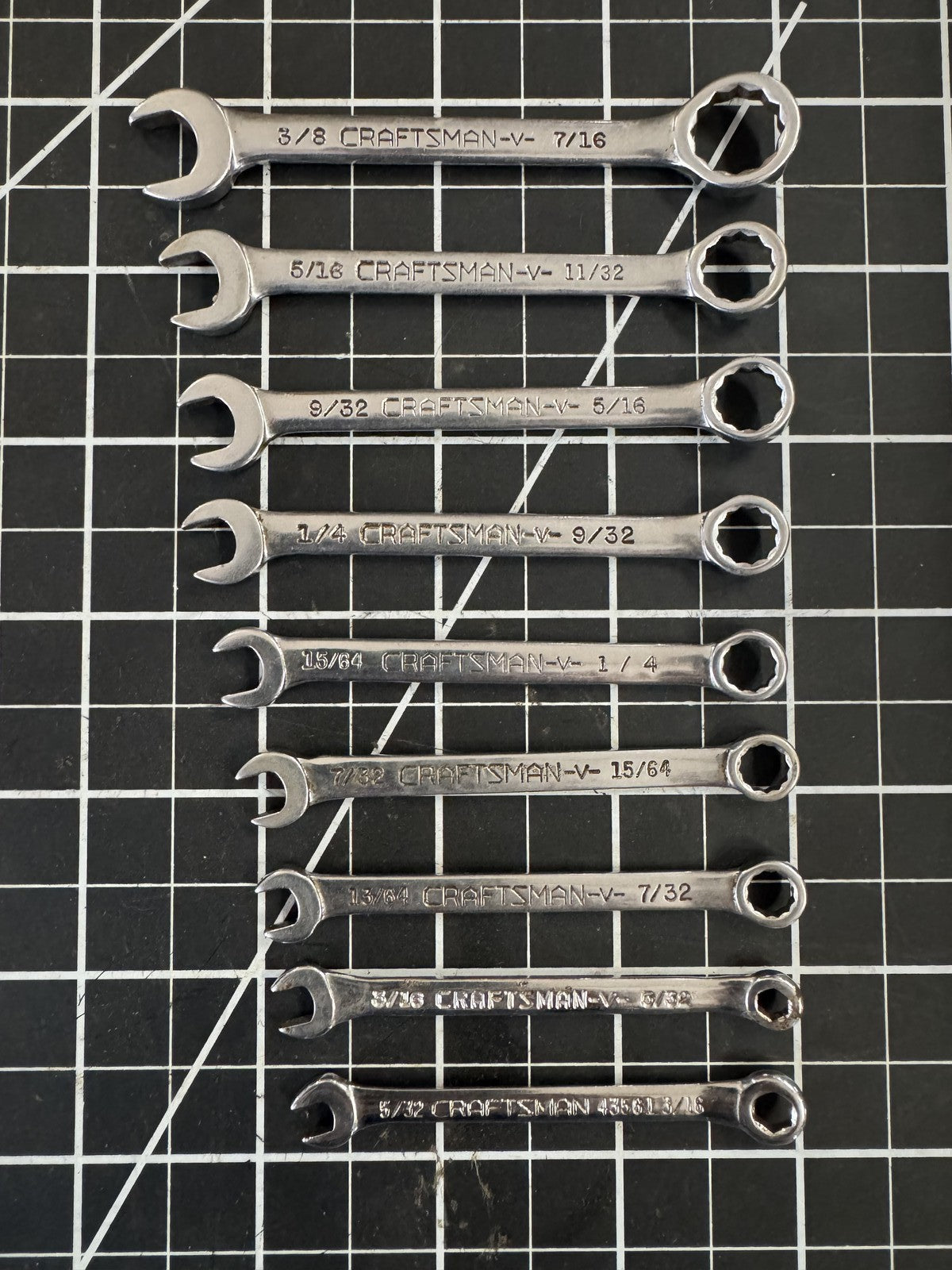 Set of 9 Vintage Craftsman Ignition Wrenches – Combination SAE Sizes 3/8 to 5/32