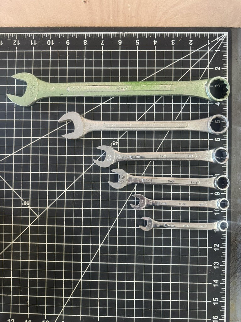S-K Tools USA Combination Wrench Lot of 6 – Models C-30, C-24, C-20, C-18, etc