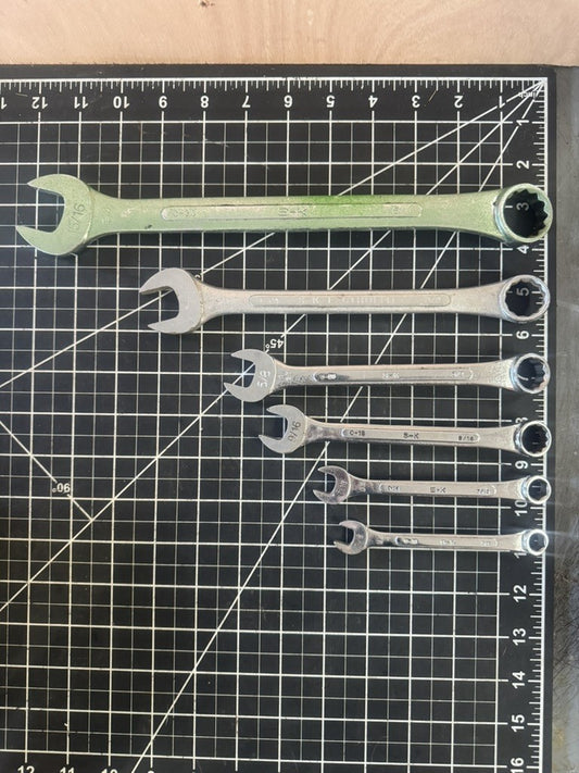 S-K Tools USA Combination Wrench Lot of 6 – Models C-30, C-24, C-20, C-18, etc