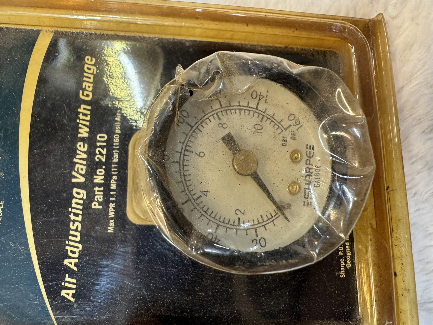 Sharpe 2210 Air Regulator Valve w/ Gauge 0–160 PSI – New in Packag