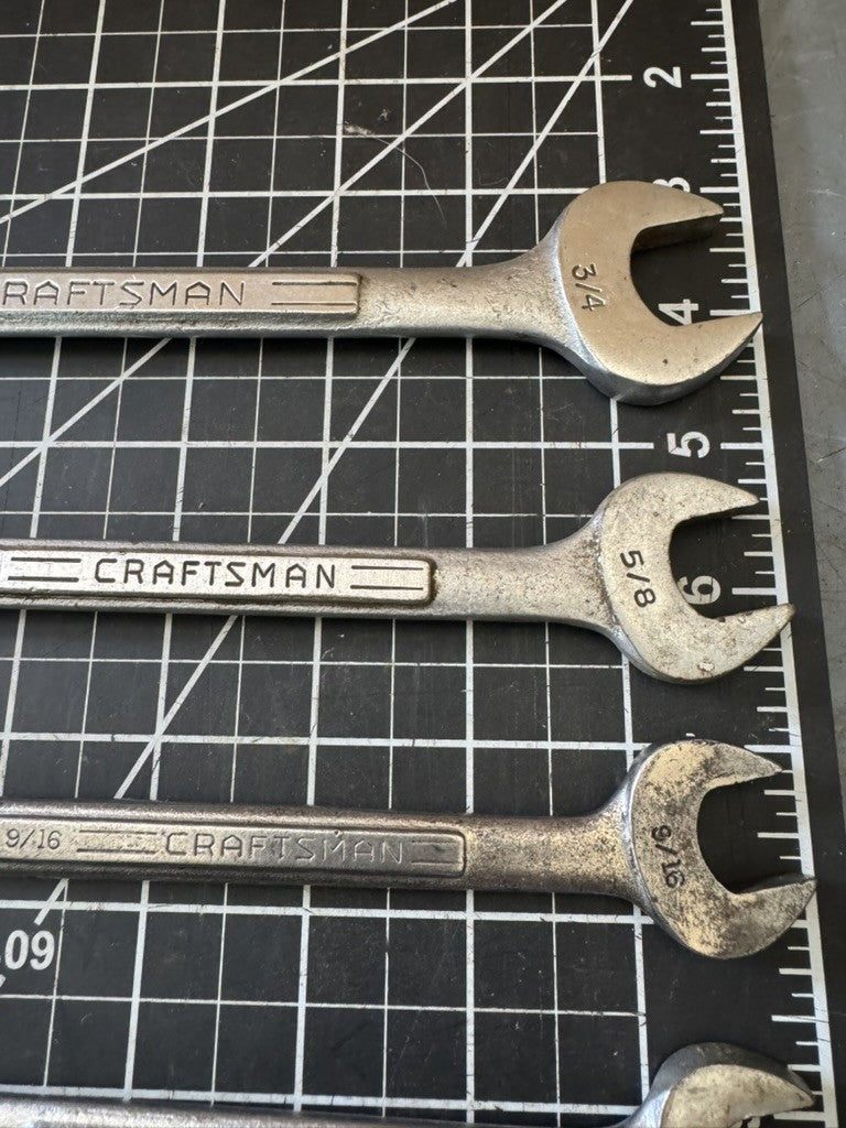 Vintage Craftsman Lot of 6 Combination Wrenches – SAE Sizes 3/4” to 11/32” – USA