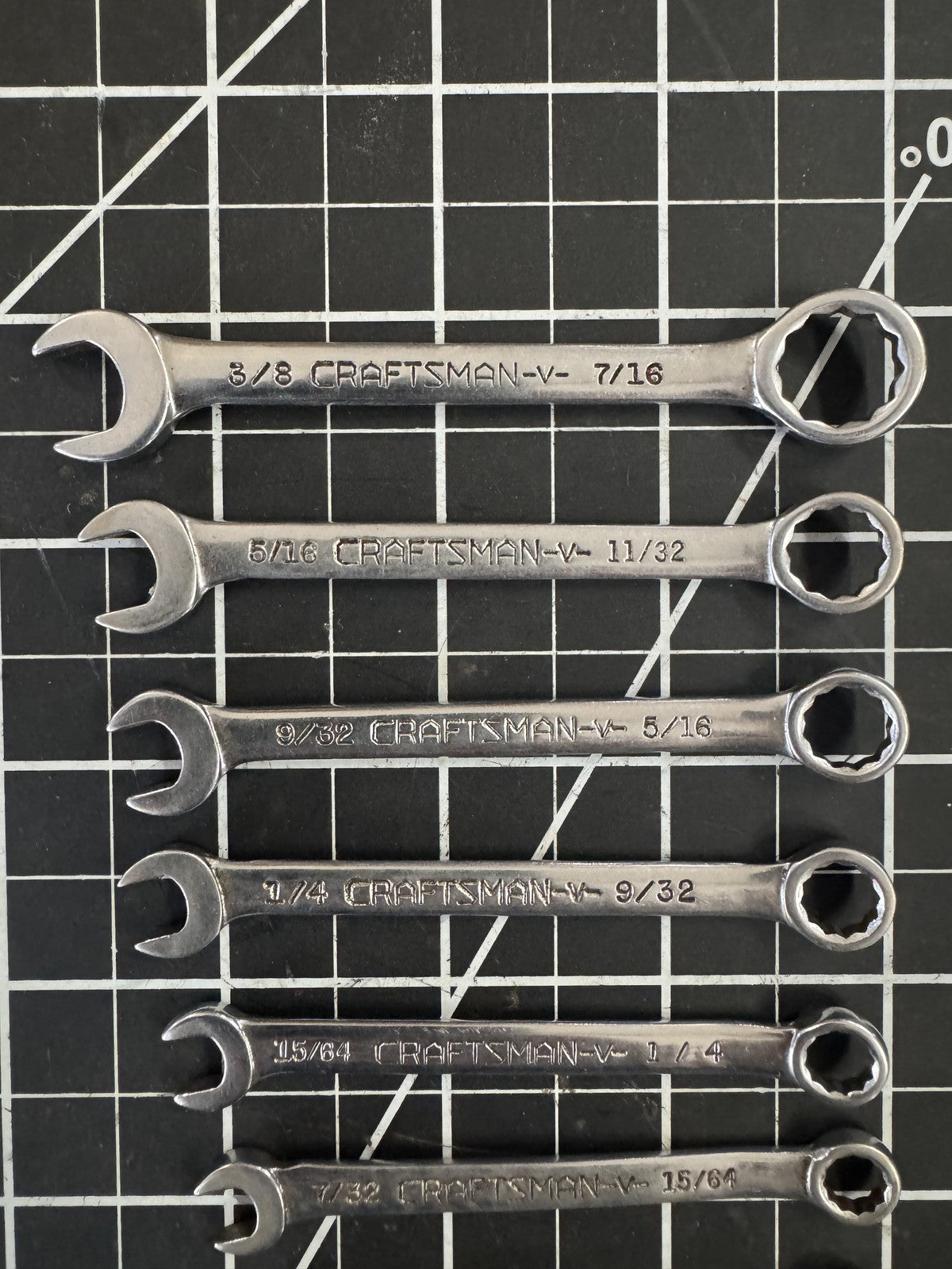 Set of 9 Vintage Craftsman Ignition Wrenches – Combination SAE Sizes 3/8 to 5/32