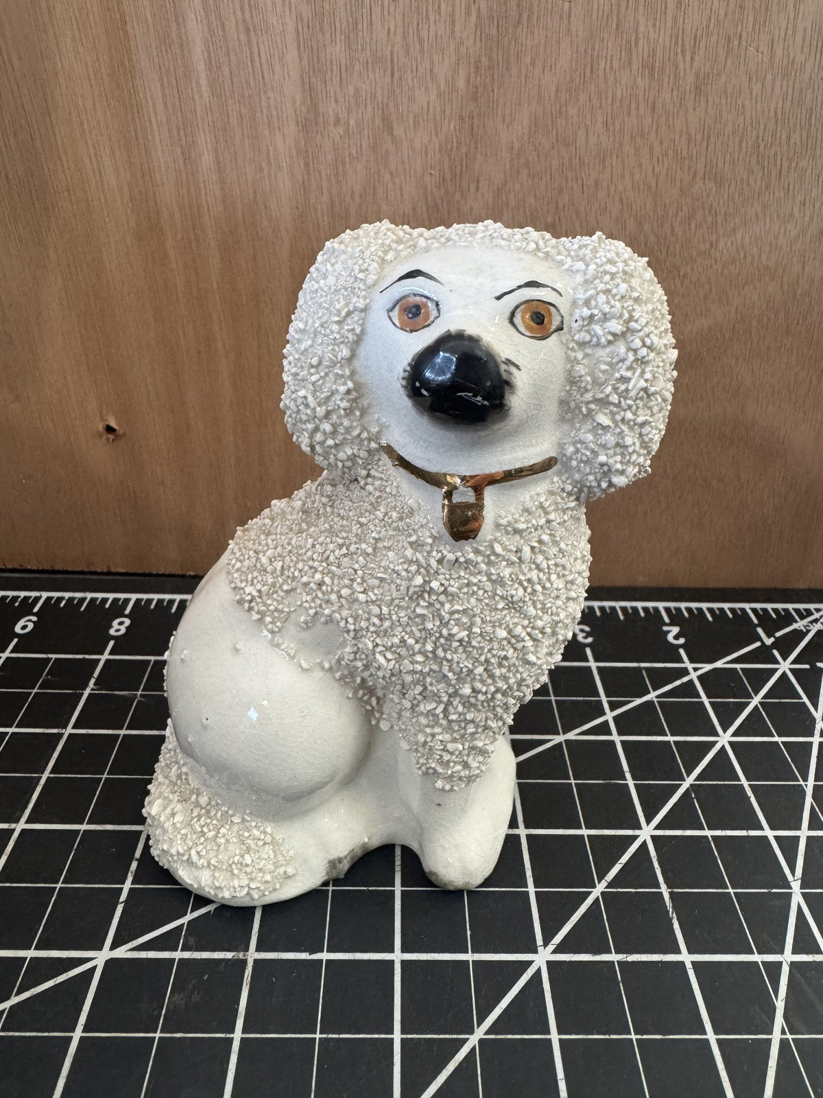 Antique Staffordshire Ware Kent Made England Poodle Dog Figurine – 6” Tall