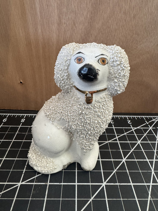 Antique Staffordshire Ware Kent Made England Poodle Dog Figurine – 6” Tall