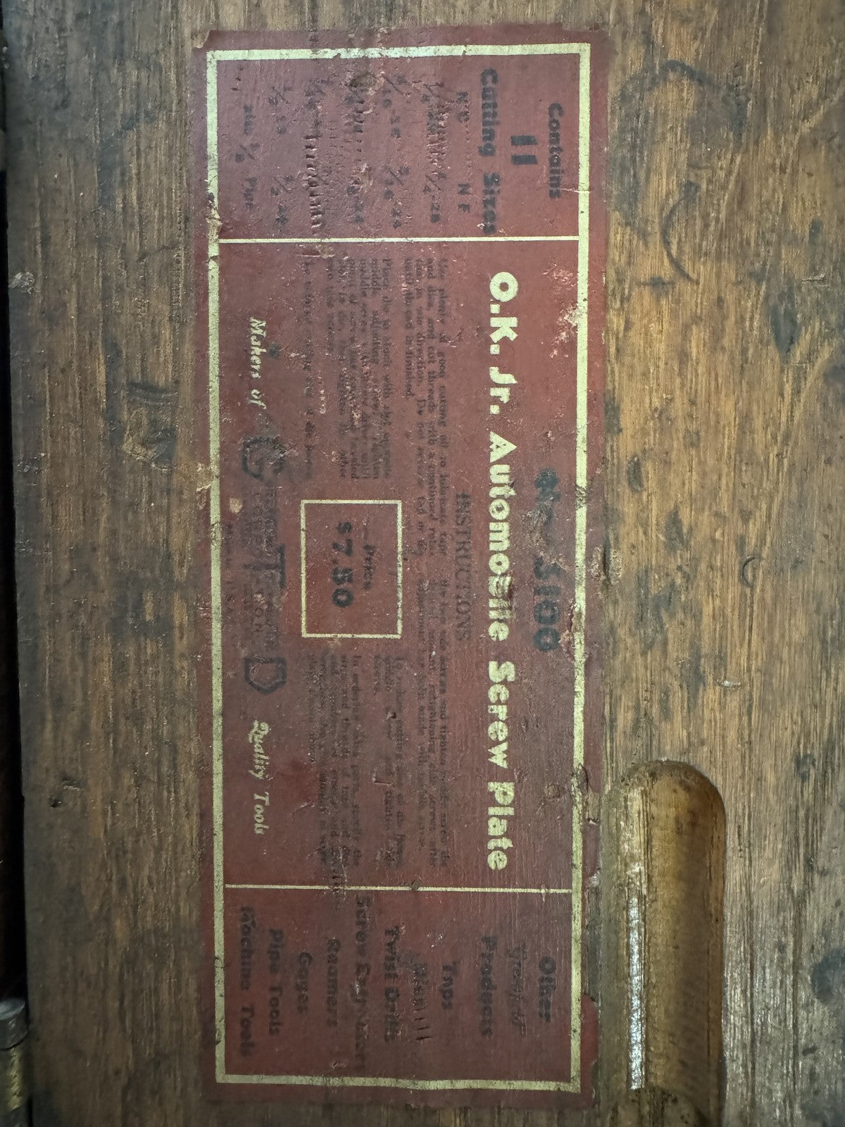 Vintage Greenfield O.K. Jr. Tap & Die Set No. 3100 – Auto Screw Plate