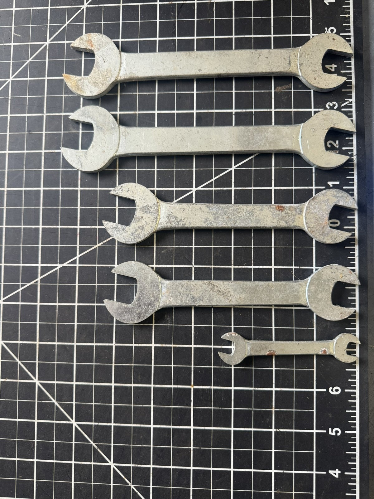 Lot of 5 Vintage Japan-Made Double Open End Wrenches – Steel – Mixed Sizes