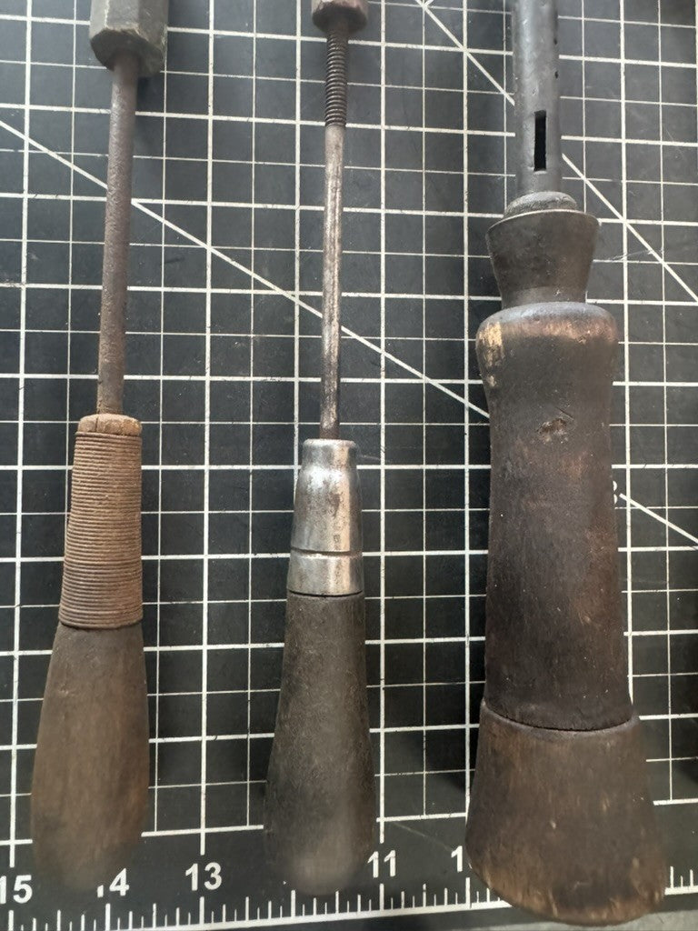 Lot of 5 Vintage Soldering Irons – Copper Heads & Wood Handles – Early Tool Lot