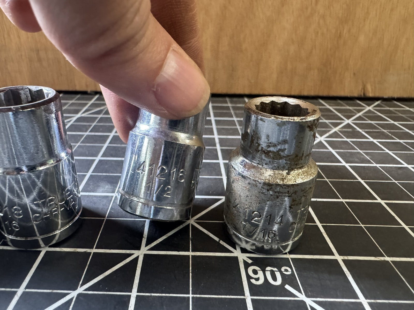 Lot of 5 Vintage Truecraft Sockets – 7/16 to 3/4 – USA