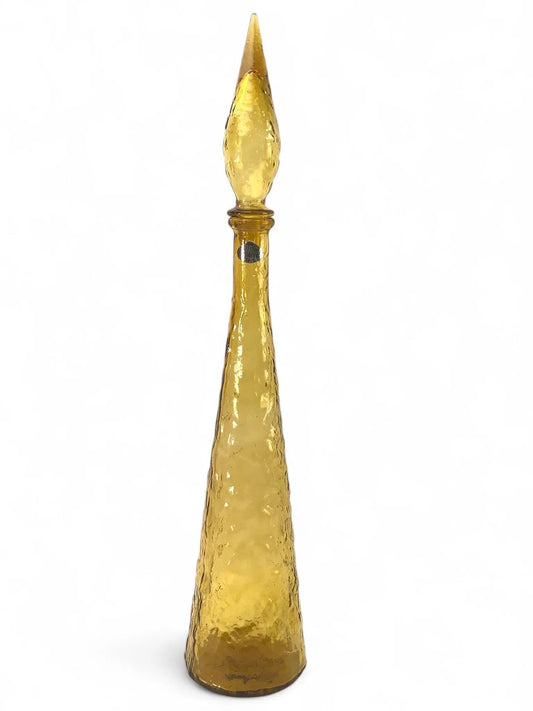 MCM Genie Bottle Decanter by Guildcraft Empoli Italy – Amber Glass, 22.5”
