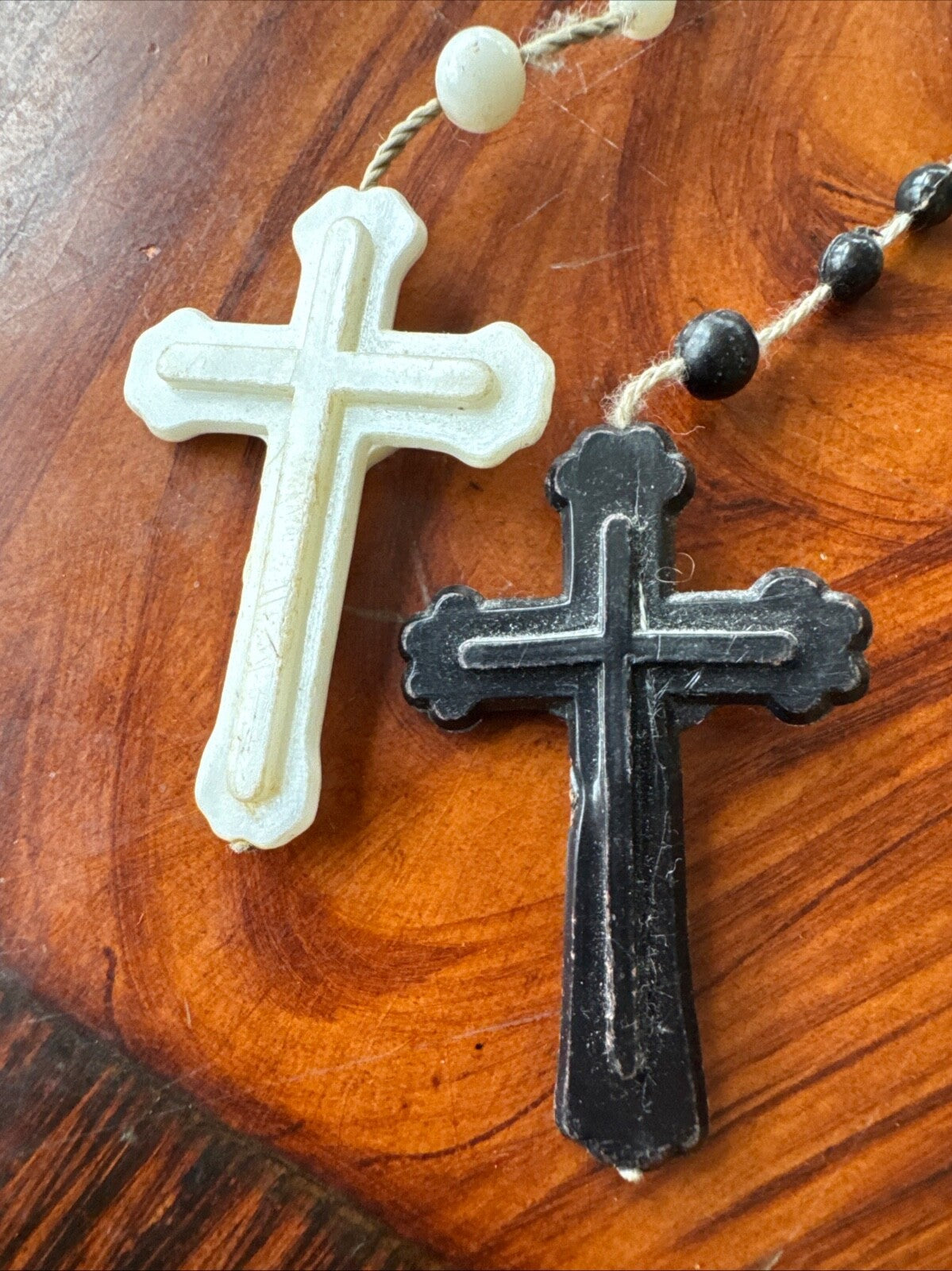 Vintage Catholic Rosary Plastic Prayer Beads Crucifix Lot (2)