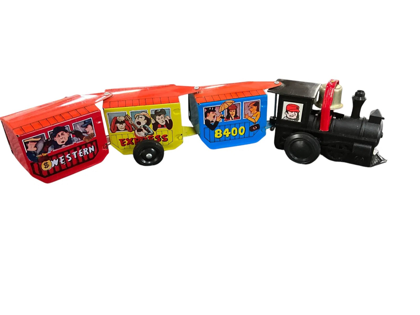 Two Wind-Up Trains and a Lithographed Tin Locomotive Vintage 1950's(?)