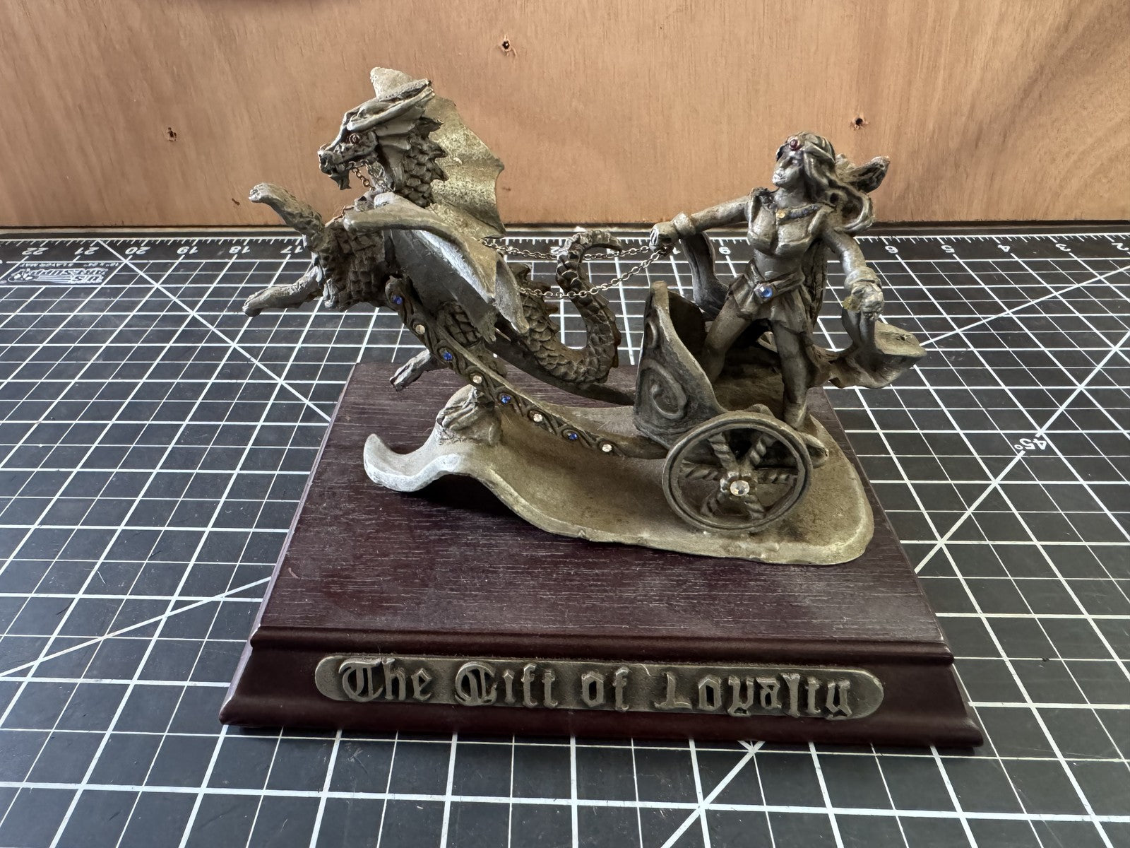 1993 Pewter "The Gift of Loyalty" Dragon Figurine – Goddess Aurora Chariot
