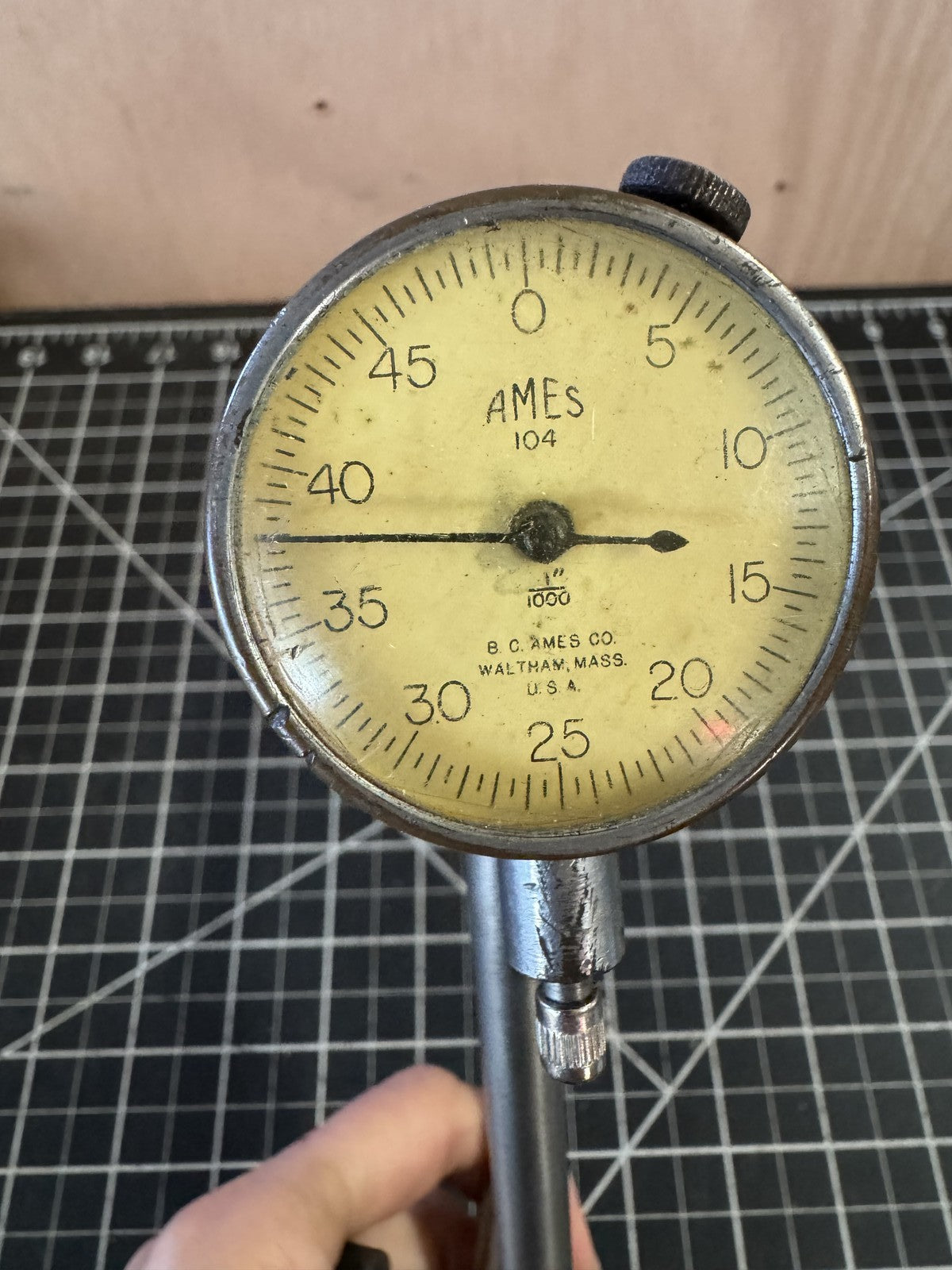 Vintage B.C. Ames Co. Model 104 Dial Indicator 1/1000” on ENCO Magnetic Base USA
