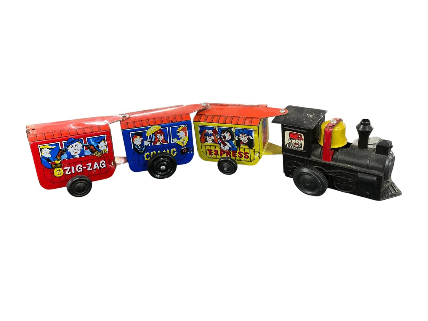 Two Wind-Up Trains and a Lithographed Tin Locomotive Vintage 1950's(?)