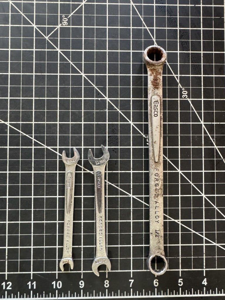 Lot of 3 Vintage Easco Wrenches – Box End & Double Open – Made in USA