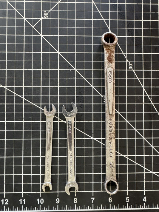 Lot of 3 Vintage Easco Wrenches – Box End & Double Open – Made in USA
