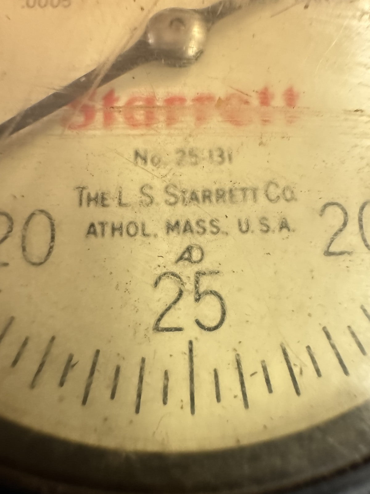 Starrett 25-131 Dial Indicator – .0005” Grad, .125” Range, Jeweled USA