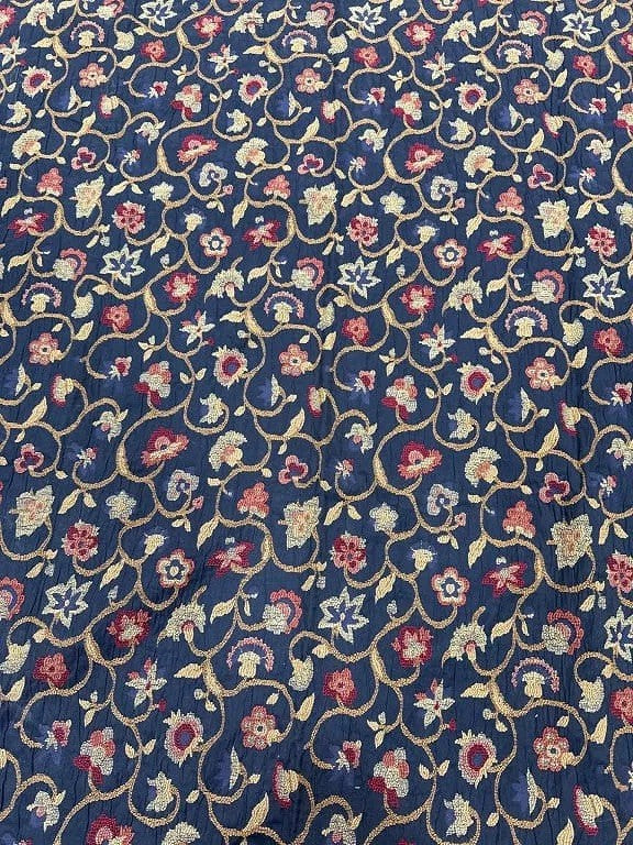 Vintage Floral Tapestry Fabric Panel – 62.5" x 47.5" – Black, Rust, Gold, Yellow