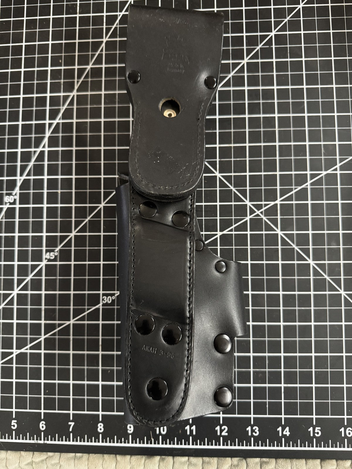 AKAH German Police Holster RT. HAND Marked 3-96 Black Heavy Leather Solid