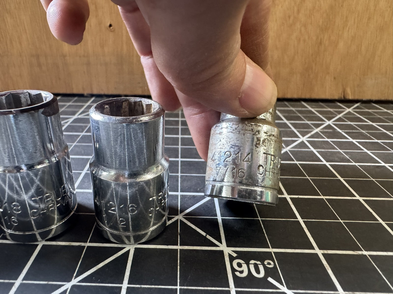 Lot of 5 Vintage Truecraft Sockets – 7/16 to 3/4 – USA