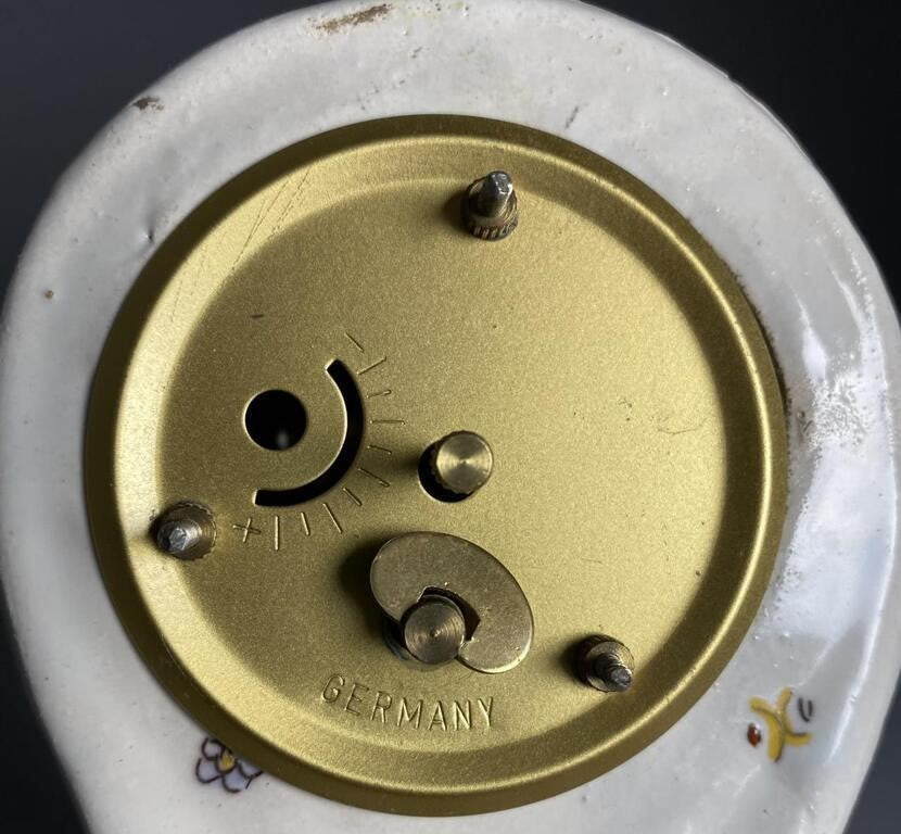 French Faience Hand-Painted Lambrequin Clock – Mercedes German Movement