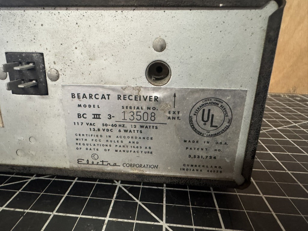 Bearcat BC III Receiver – Vintage Police/Fire Scanner – Untested