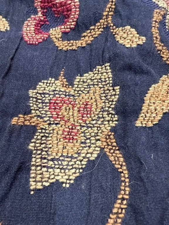 Vintage Floral Tapestry Fabric Panel – 62.5" x 47.5" – Black, Rust, Gold, Yellow