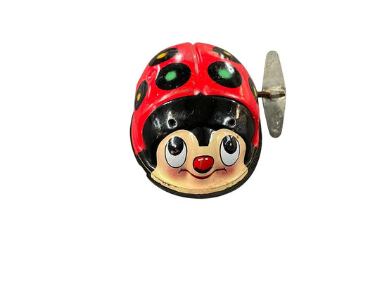 Vintage 1950s Tin Litho Wind-Up Ladybug Toy – Made in Japan, Fully Functional