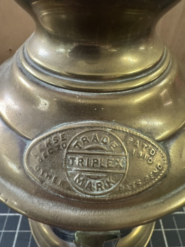 Antique Maritime Boat Lantern – Red & Blue Ship Oil Lamp – Triplex Trademark