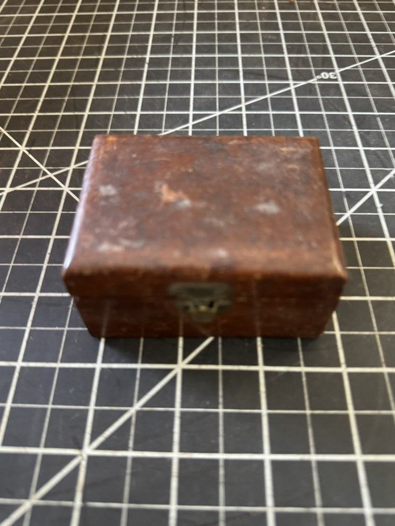 Antique Wooden Storage Box w/ Metal Stamps – 28 Pc Set – “A. Park” Inscribed Lid