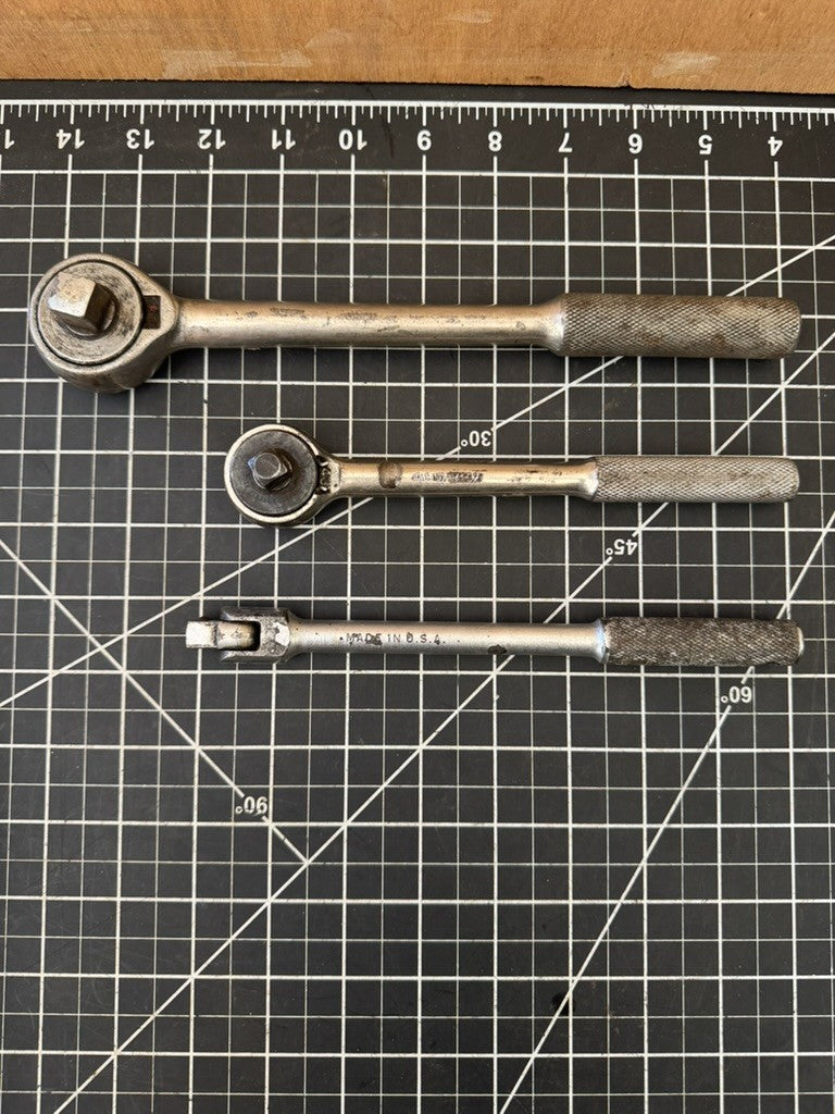 Lot of 3 Vintage S-K Tools – Ratchets & Flex Head Breaker Bar – USA