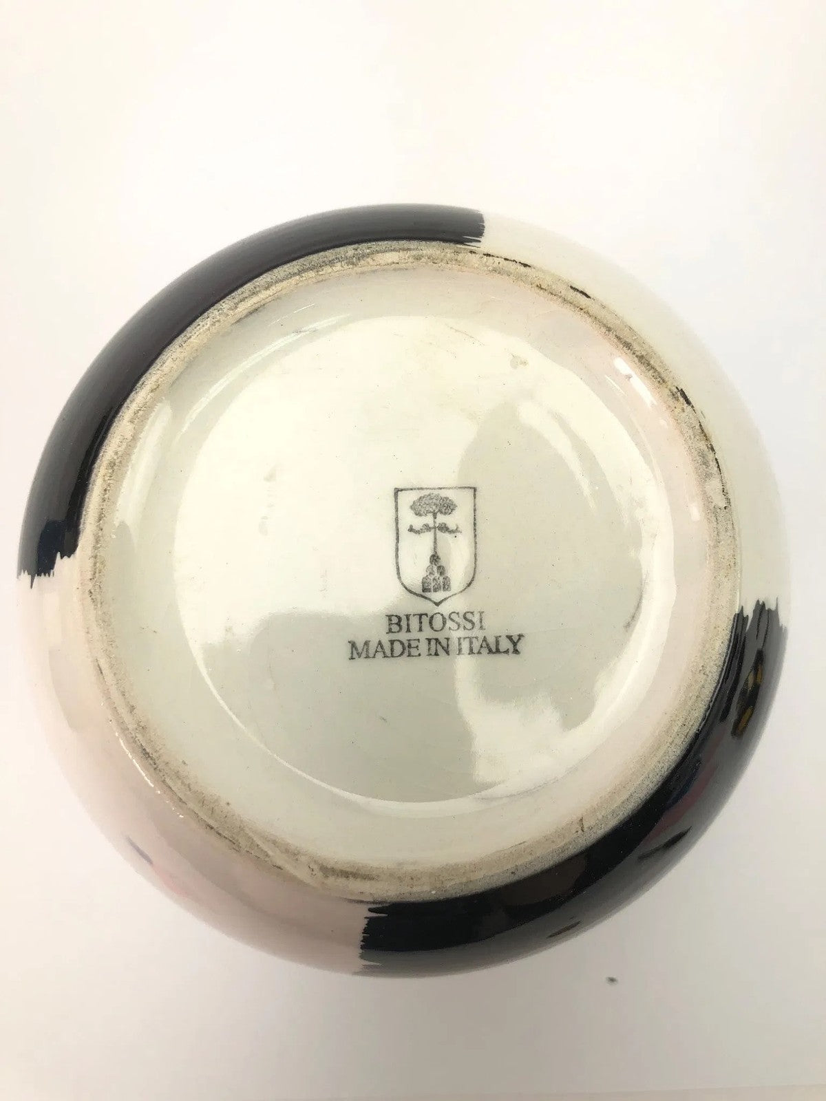 Handmade Bitossi Black & White Ceramic Vase – Made in Italy – 8” Tall