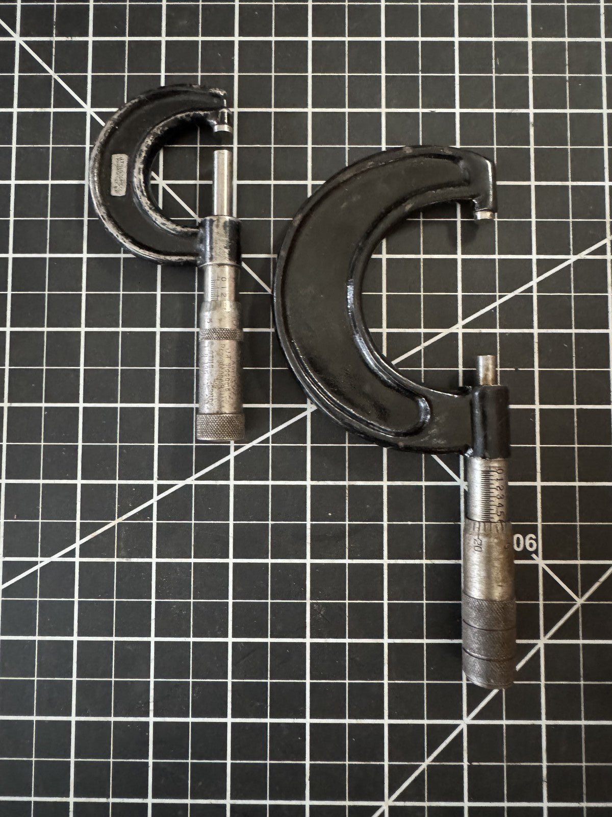 Lot of 2 Vintage Micrometers – JT Slocomb + Unmarked Large Machinist Tool