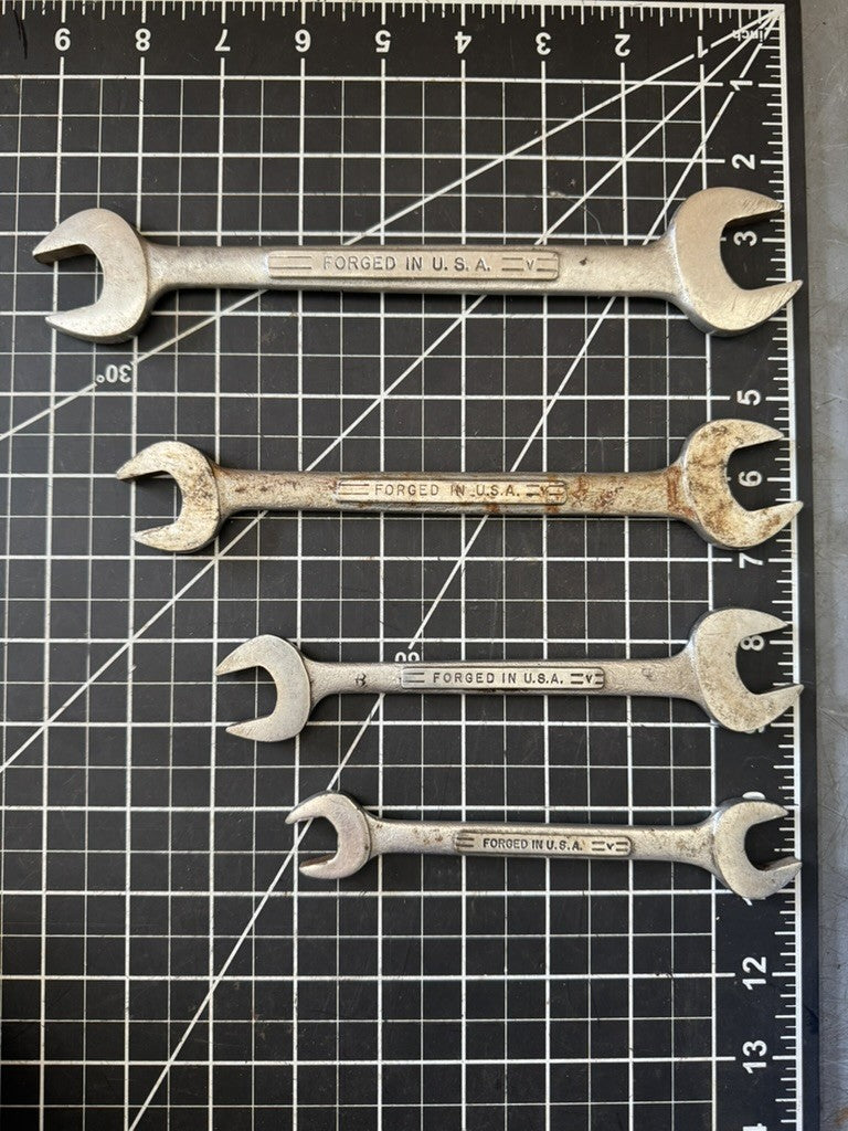 Vintage Craftsman Lot of 4 Double Open-End Wrenches – Forged in USA
