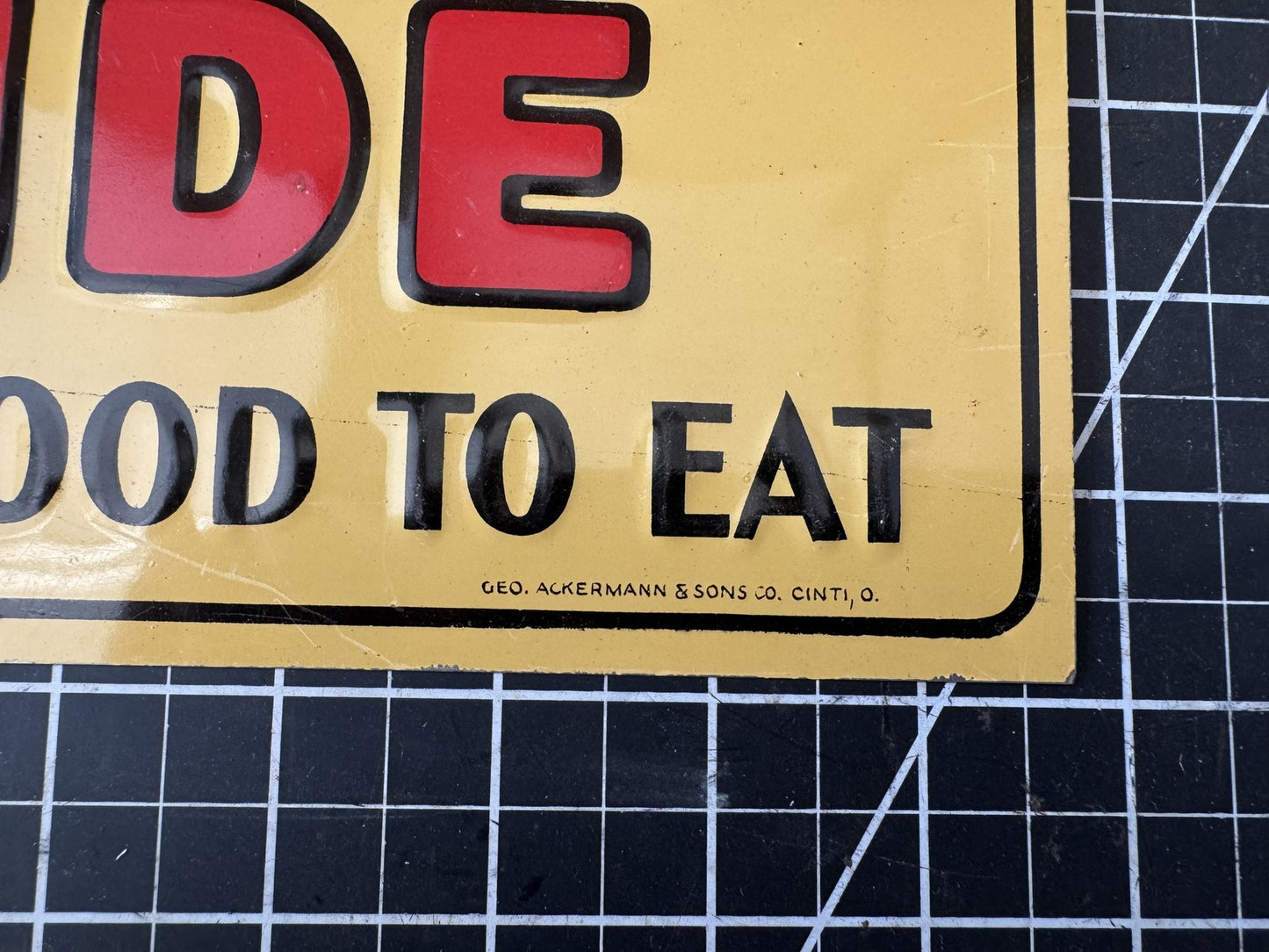 1930s NOS “FARMERS PRIDE Everything Good to Eat” Embossed Metal Sign – 11.5”x6”